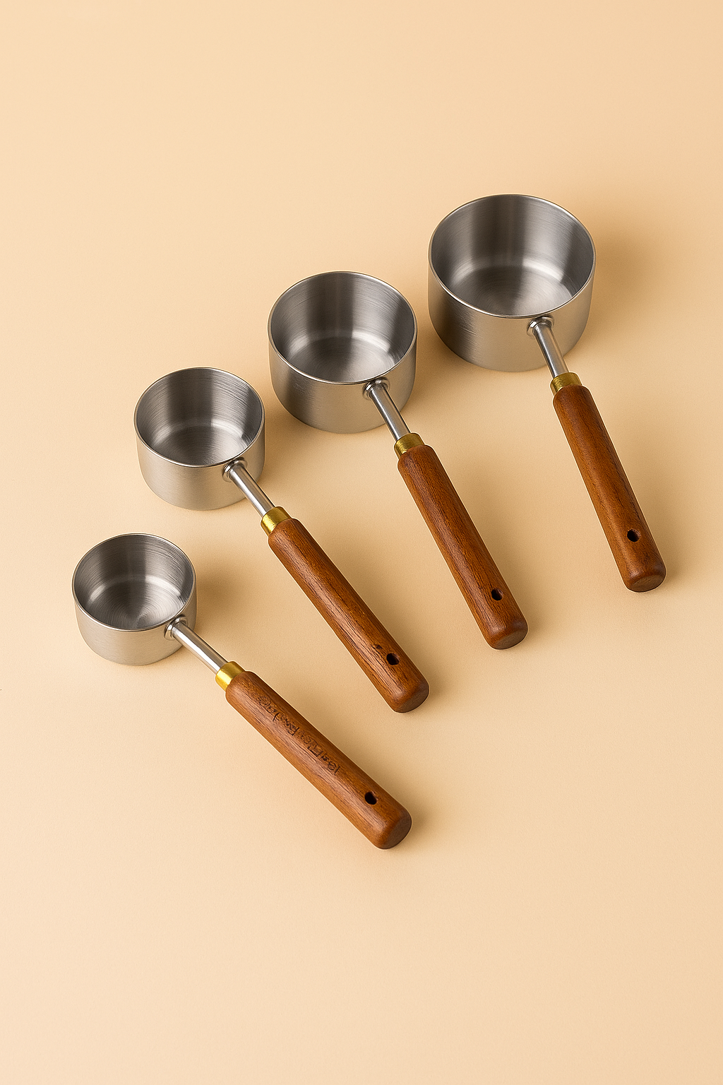 4 Boy Ahşap Tutmalı Ölçü Kaşığı Seti