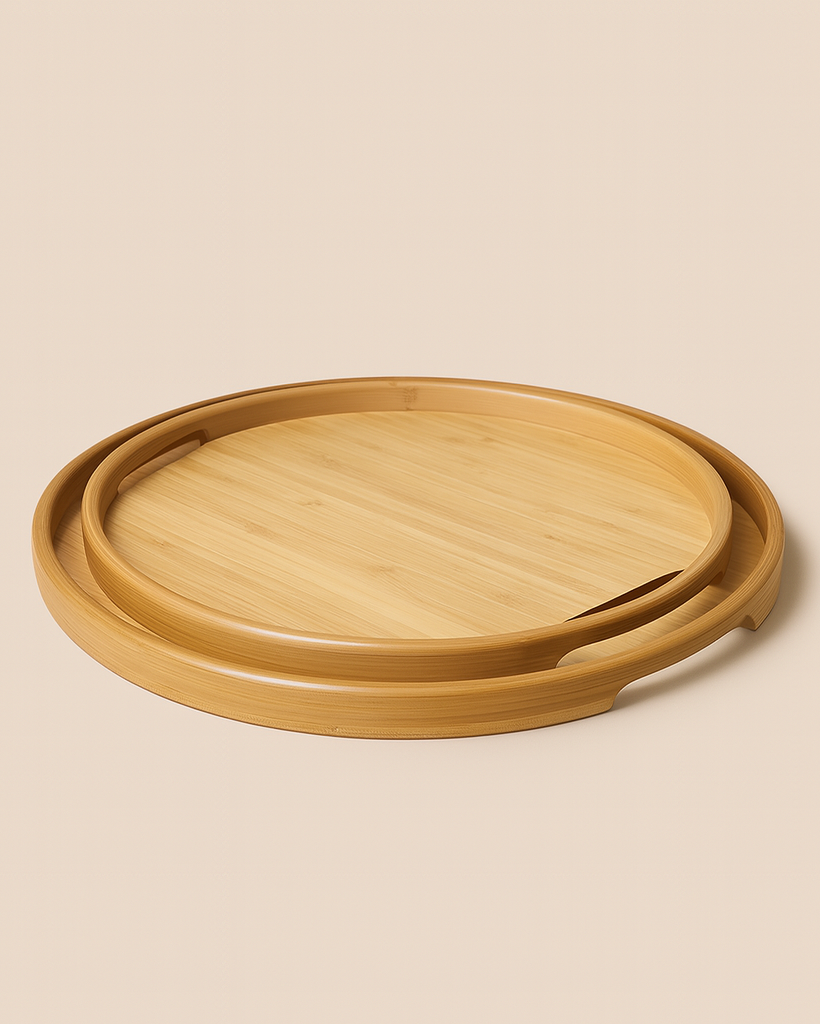 2 Boy Bambu Oval Sunum Tepsi Seti