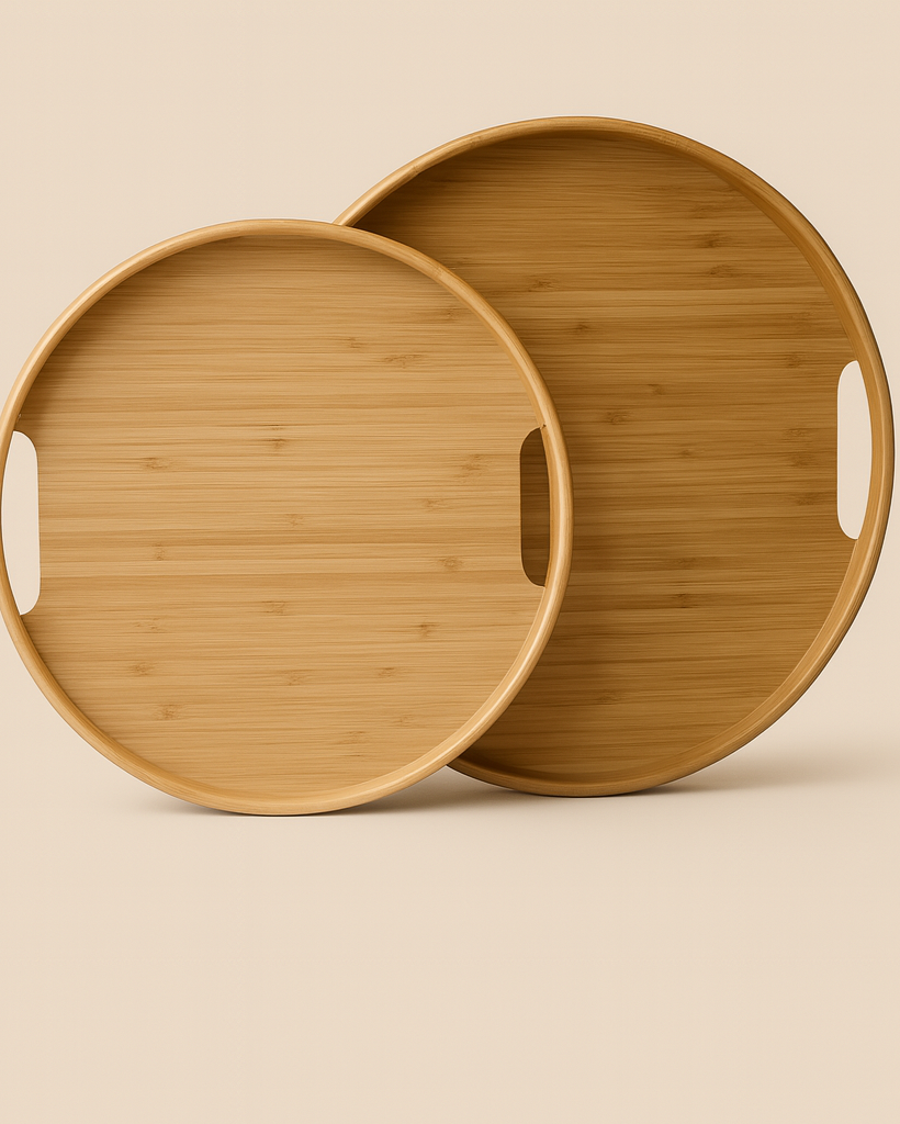 2 Boy Bambu Oval Sunum Tepsi Seti