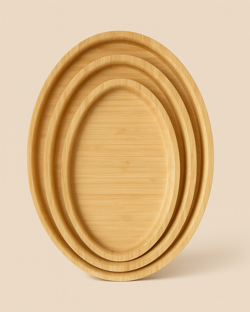 Hole Bambu 3 Boy Oval Tepsi Seti