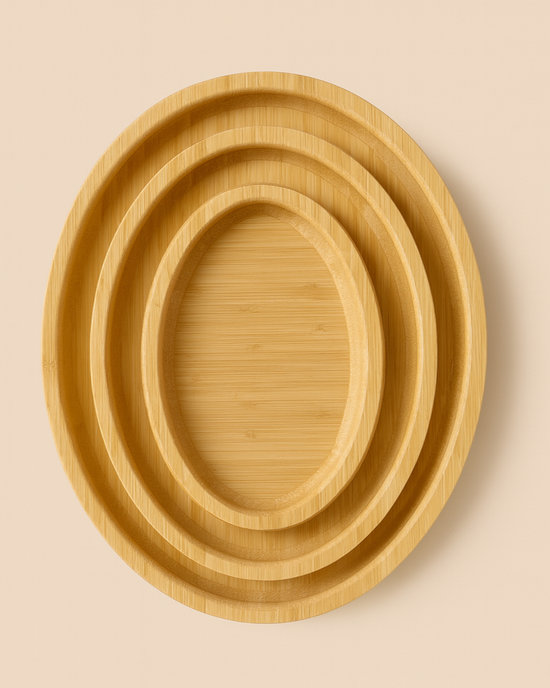 Hole Bambu 3 Boy Oval Tepsi Seti