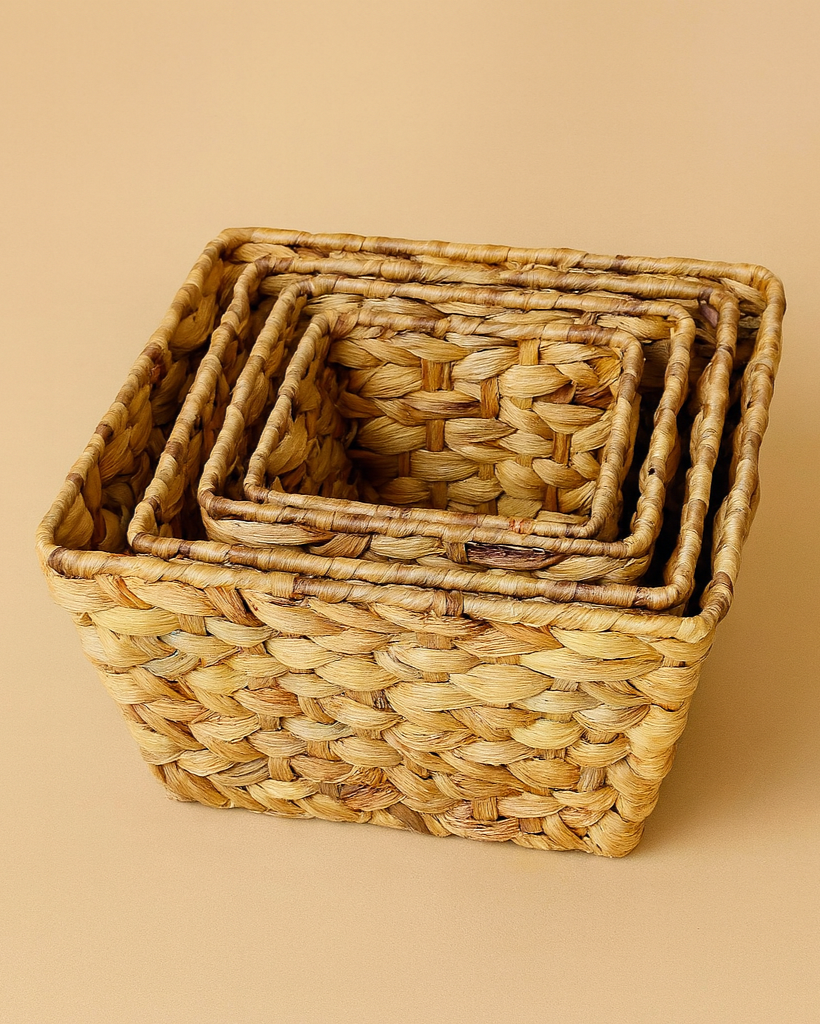 Kalın Örgü 4 Boy Kare Hasır Saksı