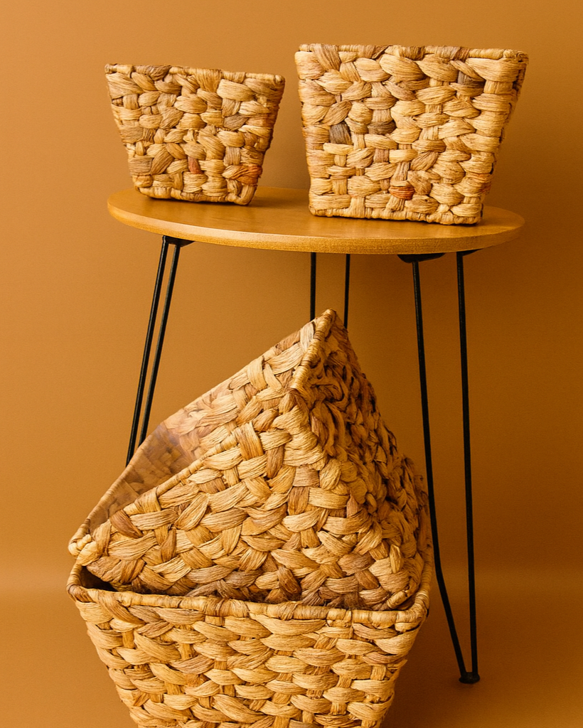 Kalın Örgü 4 Boy Kare Hasır Saksı