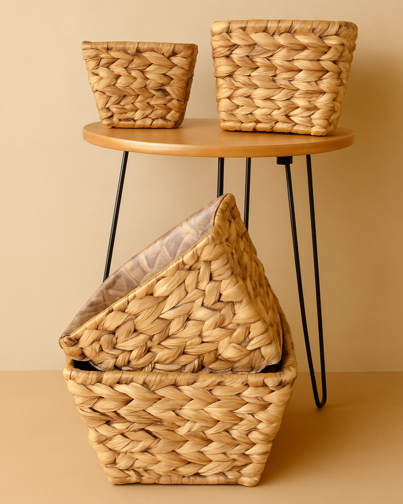 Kalın Örgü 4 Boy Kare Hasır Saksı