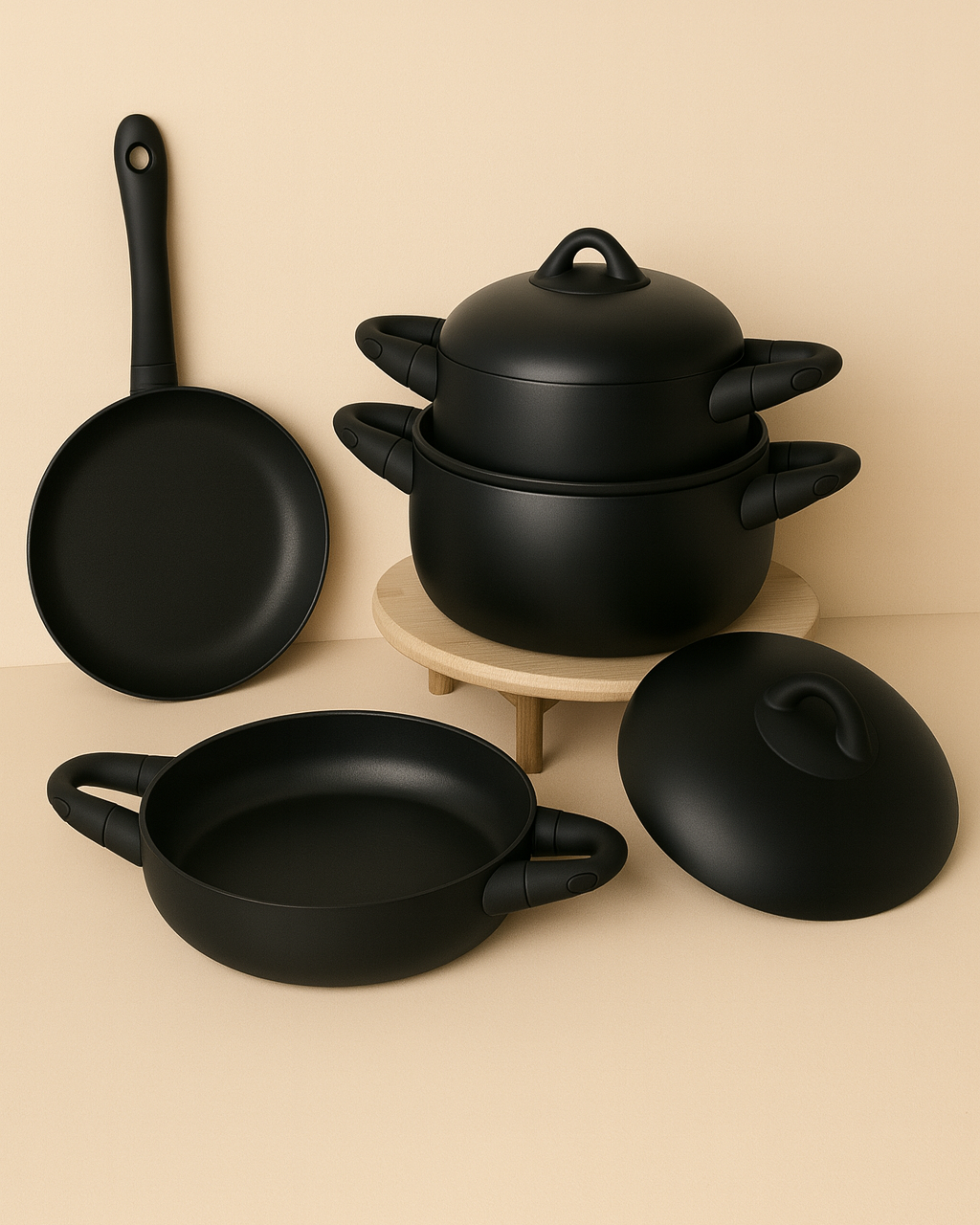 Noche 7 Parça Döküm Gövde Tencere Seti
