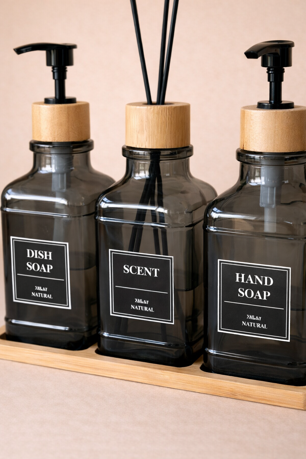 Bambu Standlı Sıvı Sabunluk ve Ortam Koku Seti