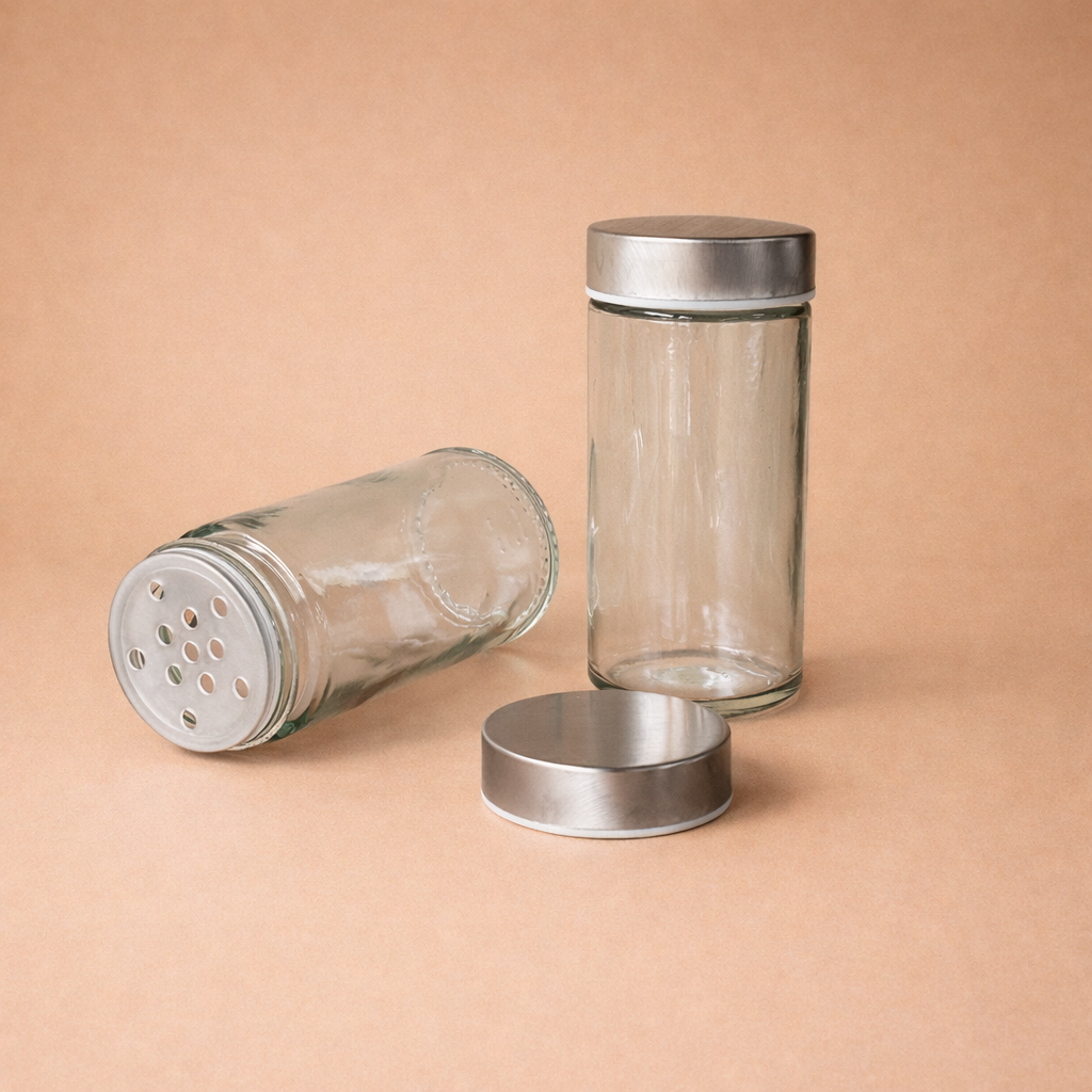 Döner Standlı Metal Kapaklı 16'lı Baharatlık Seti