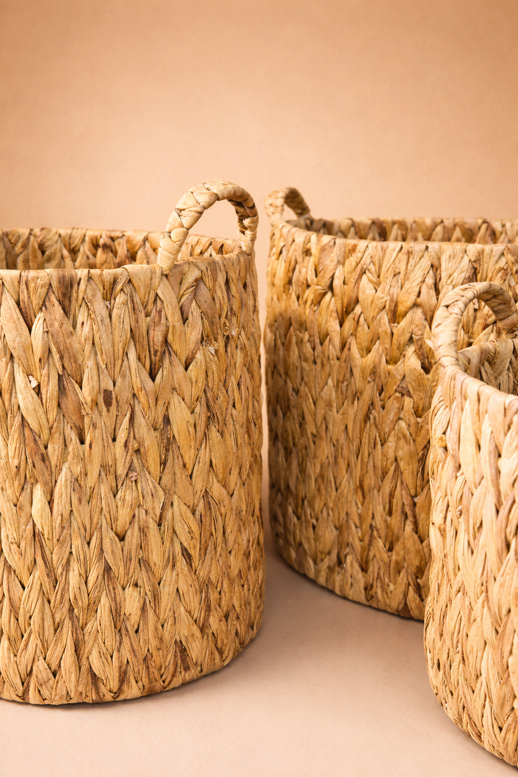 3 Boy Hasır Sepet-Organizer Seti