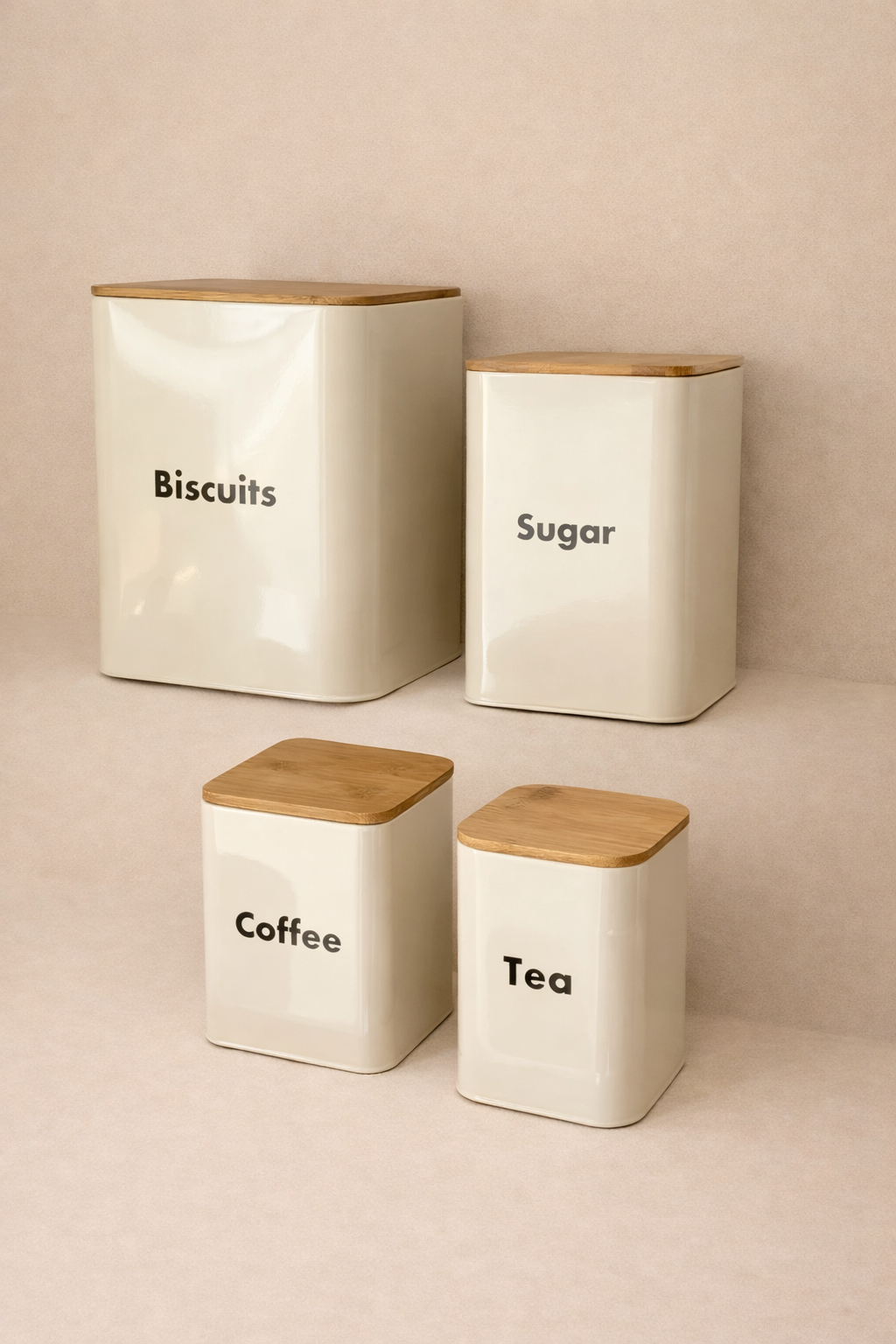 Bambu Kapaklı 4 Parça Erzak Organizeri