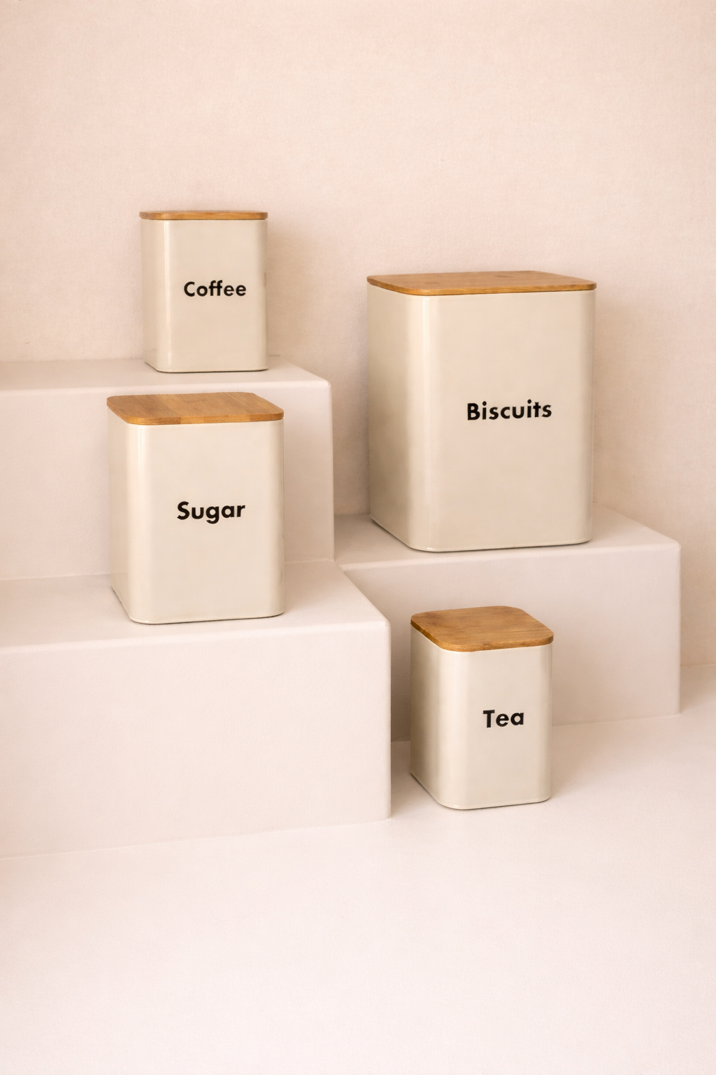 Bambu Kapaklı 4 Parça Erzak Organizeri