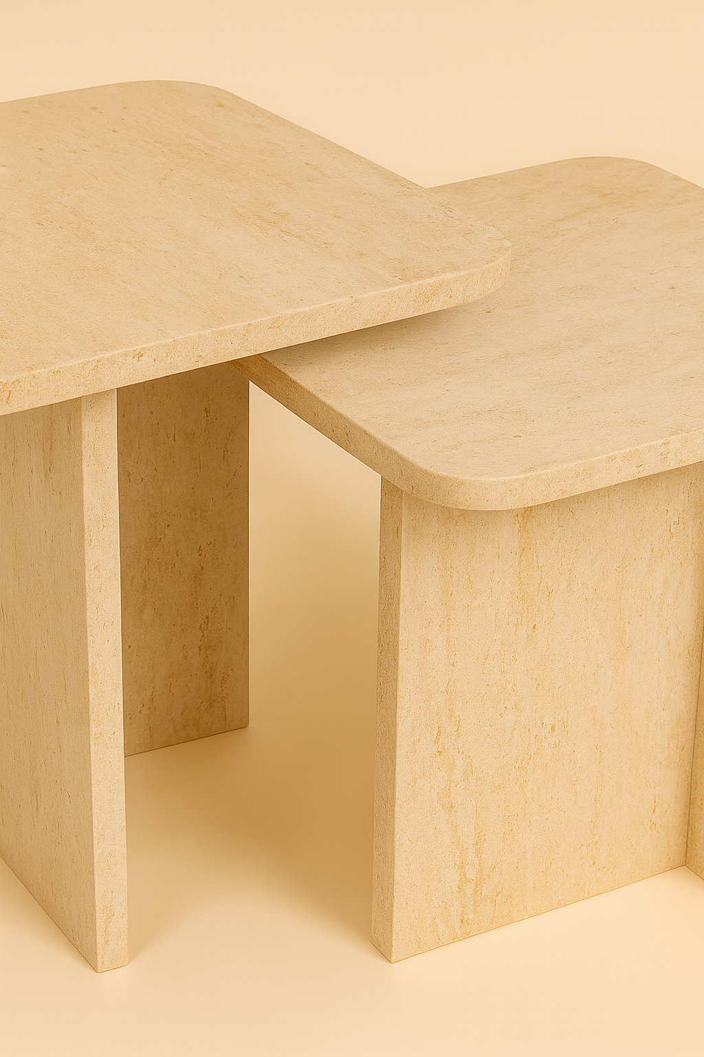 Brenda Traverten Desen İkili Orta Sehpa Takımı