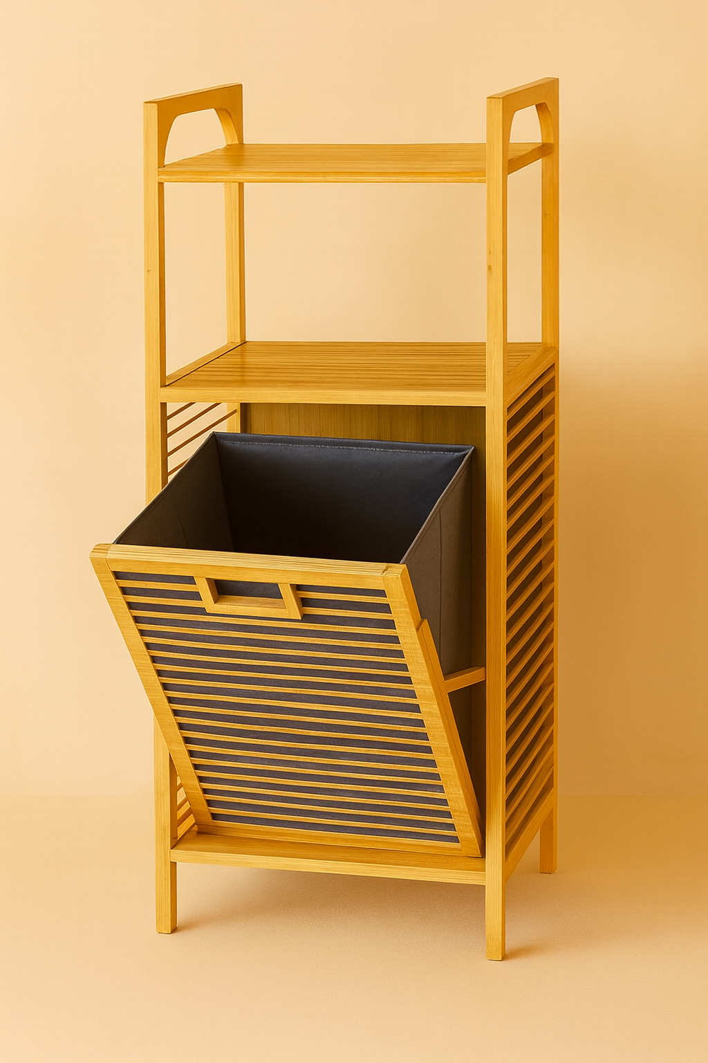 Mios Bambu Raflı Çamaşır Sepeti/Banyo Dolabı