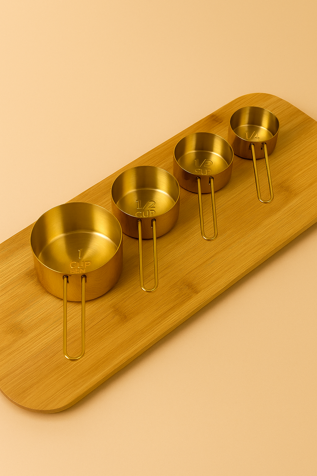 4 Boy Çelik Ölçü Kaşığı - Gold